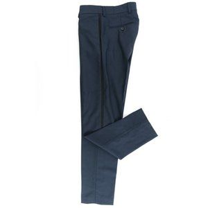 THE KOOPLES Blue Black STRIPE TUXEDO PANTS FITTED EU 46 31 x 31 Wool TROUSERS